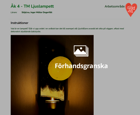 Arbetsområdet Ljuslampett