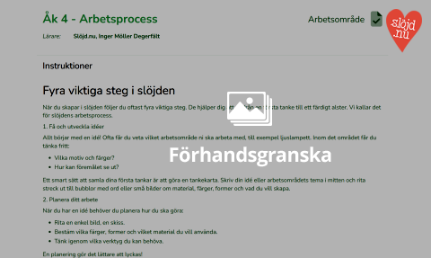 Bild på arbetsområdet arbetsprocess åk 4