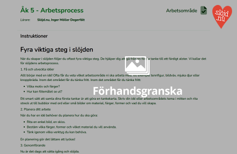 Bild på arbetsområdet arbetsprocess åk 5