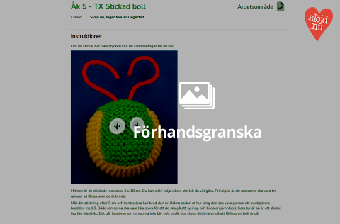 Bild på arbetsområdet stickad boll åk 5